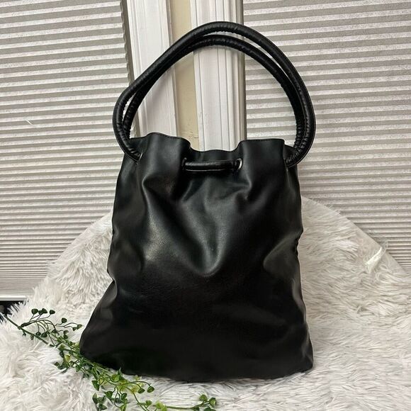 Givenchy Parfums Womens‎ Open Top Cinched Polished Faux Leather Tote Bag Black - Picture 2 of 12